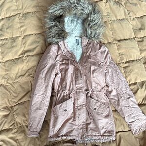 H&M Light Pink Fur-Trimmed Ski Jacket